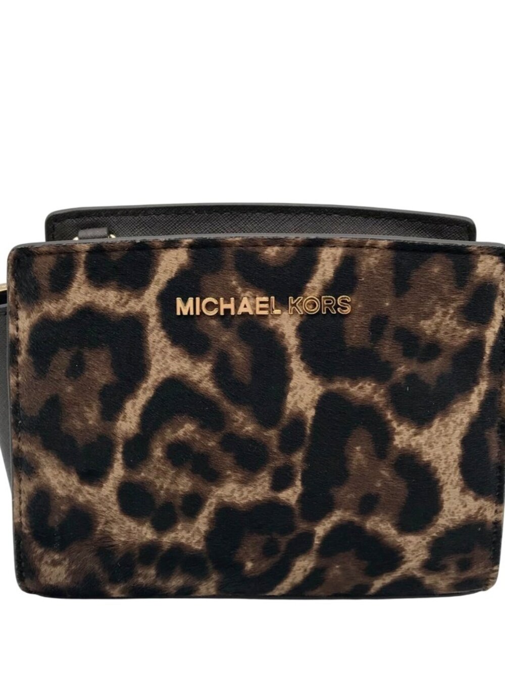 Michael Kors Brown Calf Hair Mini Selma Crossbody Bag